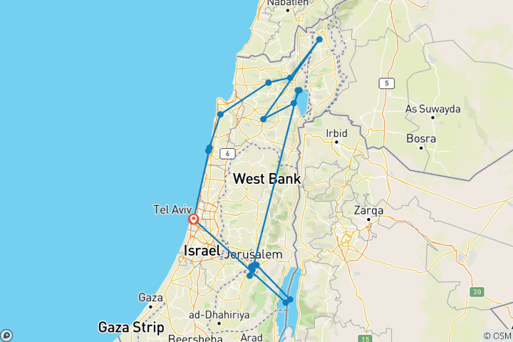 Map of Israel - Jotham Tour