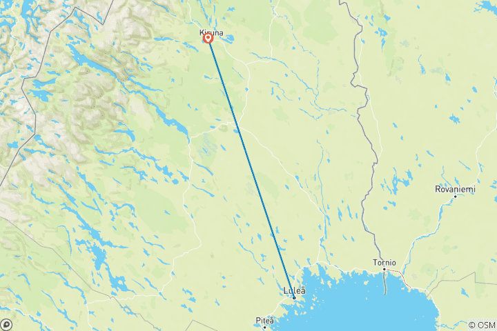 Map of Tailor-Made Aurora Safari & Icehotel Trip