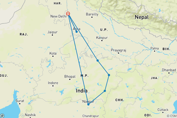 Map of A Journey of 11 Days Through Kipling's Playground and Its Enchanting World(ALL INCLUSIVE)