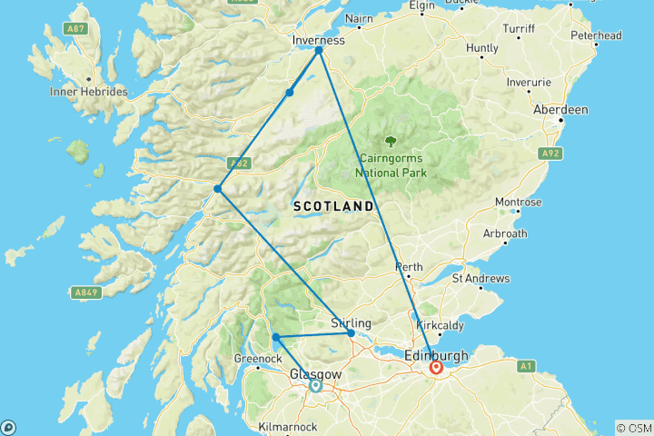 Carte du circuit Ecosse culinaire