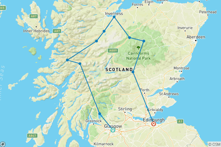 Map of Taste of Scotland | 8 Days Self-Drive Tour