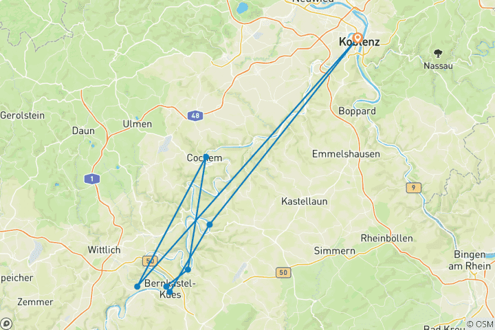 Map of MS SE-Manon - Winegrowers and Vineyards on the Moselle 7 Days