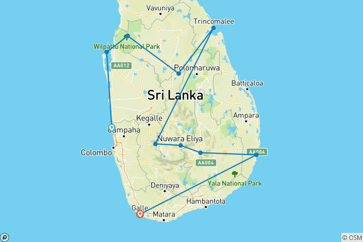 Kaart van Sri Lanka – adrenalinestoot