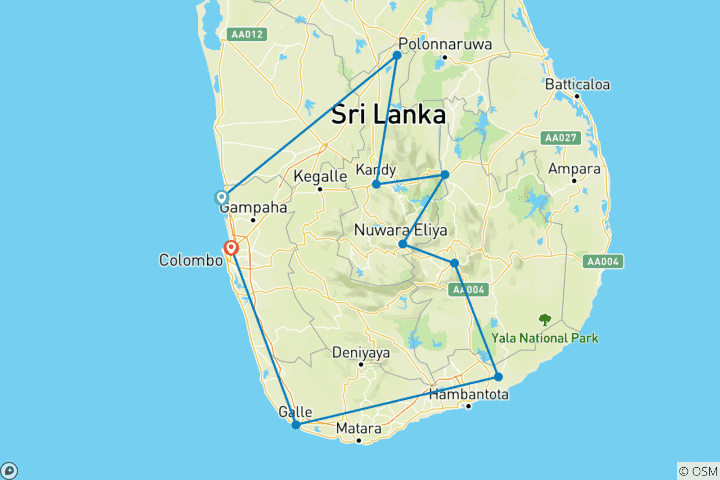 Mapa de Especias y salados de Sri Lanka