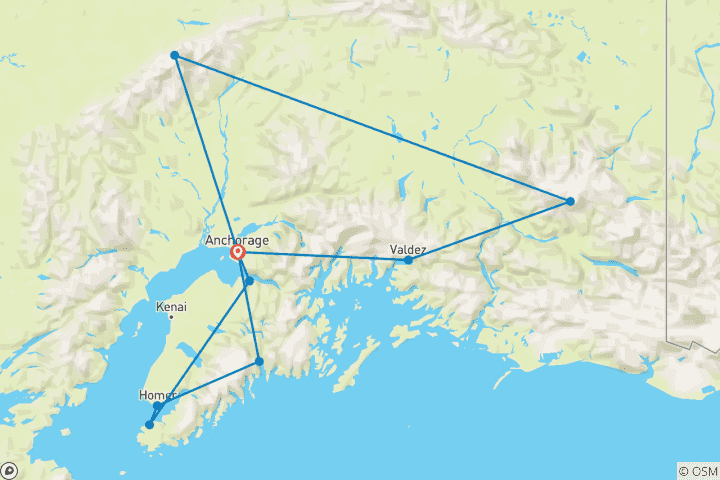 Map of Alaska's Natural Paradises with Kenai Peninsula