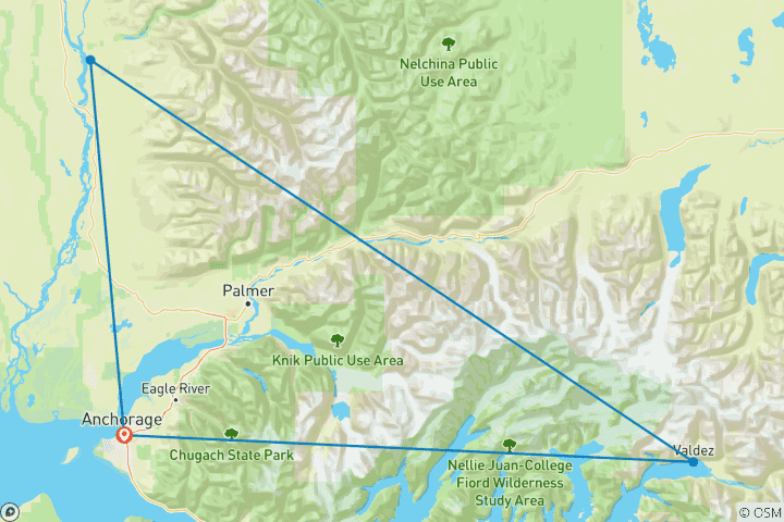 Carte du circuit Les paradis naturels de l'Alaska