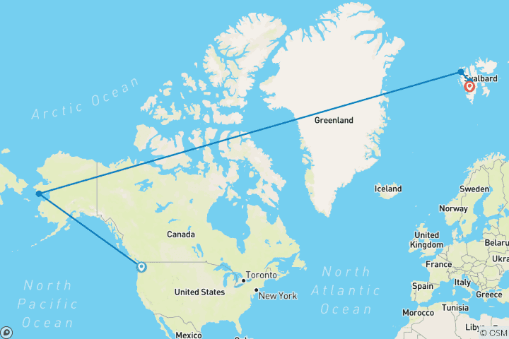 Map of Crossing the North Pole - Transarctic