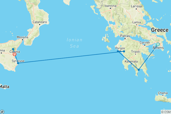 Carte du circuit Les splendeurs de la Grande Grèce - croisière de port en port