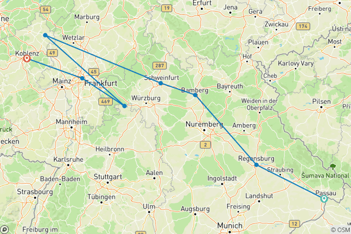 Map of MS SE-Manon - Golden Autumn on the Danube & Main - 8 days