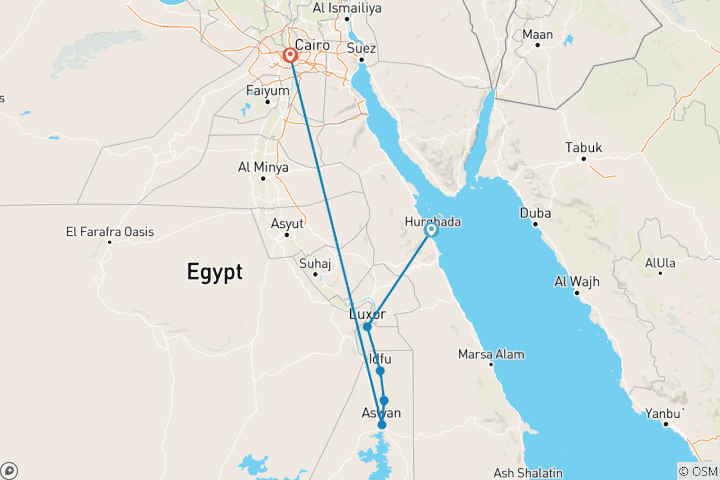 Carte du circuit Vacances en Égypte Pyramides et Hurghada Mer Rouge - 9 jours