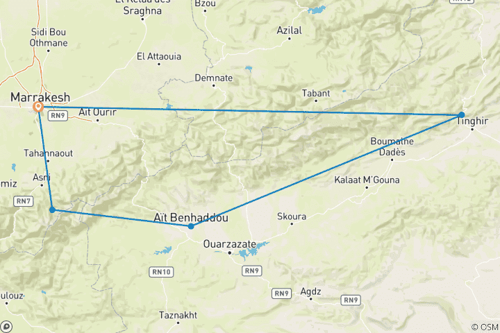 Map of One Week in Morocco: Sahara & Todra Gorge