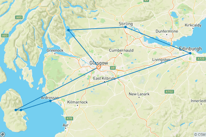 Carte du circuit L'excursion écossaise - 6 jours/ 5 nuits (including Ardrossan)