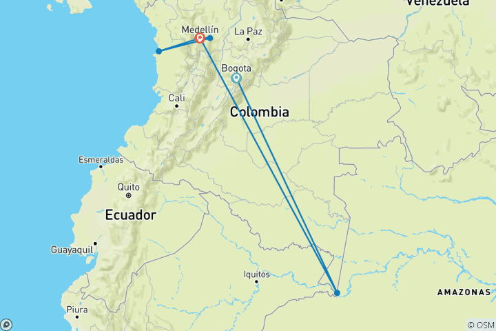 Map of 11 Days Explore The Nature & Culture Of Colombia