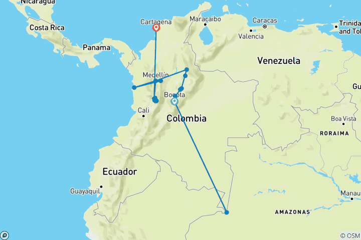 Kaart van Ultieme reis door Colombia – 23 dagen