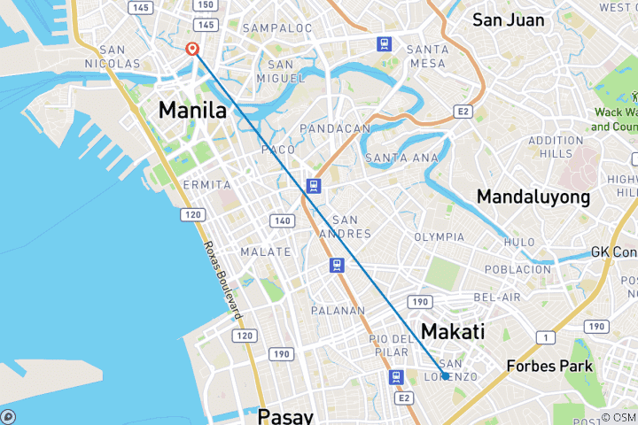 Carte du circuit Manille et les chutes de Pagsanjan : Forfait de 3 jours