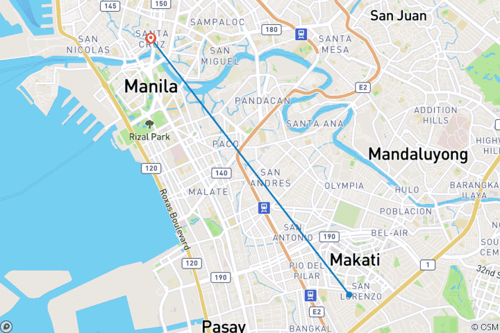 Carte du circuit Manille et les chutes de Pagsanjan : Forfait de 3 jours