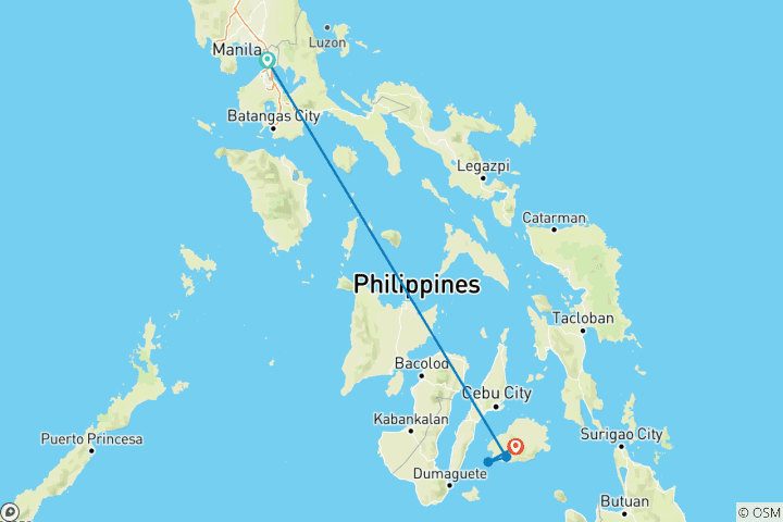 Kaart van Van Manilla naar de witte stranden van Bohol - 6 dagen