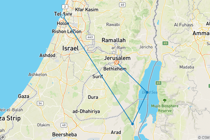 Karte von Israel - Amos' Tour