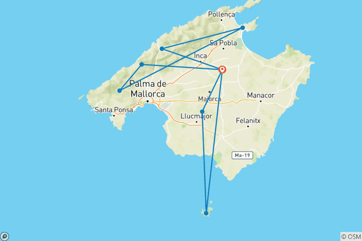 Karte von Mallorca zur Mandelblüte erwandern (8 Tage)