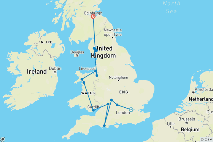 Map of Best of Britain (15 destinations)