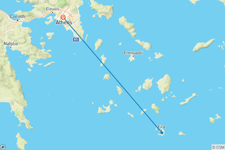 Carte du circuit Athènes et Santorin