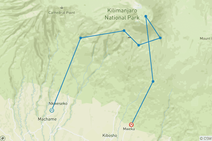 Karte von 7-tägiges, unvergessliches Kilimanjaro-Trekking in Machame