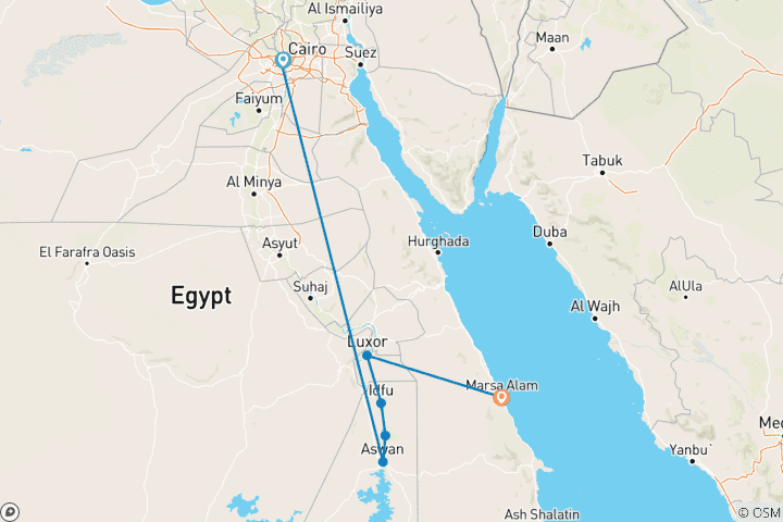 Map of 9 Days-Nile Cruise ?-  Marsa-Cairo