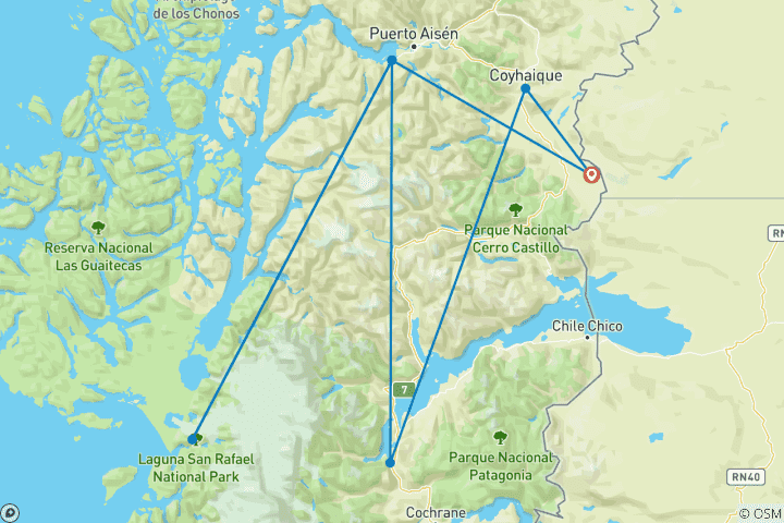 Kaart van Chili  – Chileens Patagonië