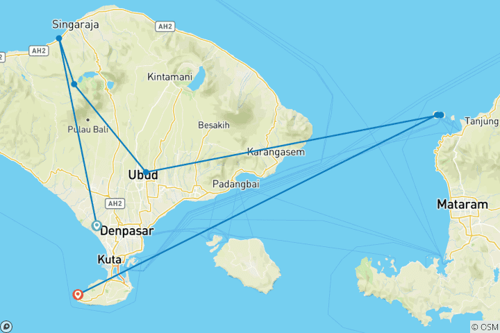 Carte du circuit Le meilleur de Bali - Feel Free Travel