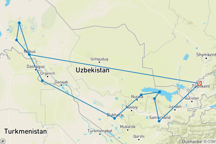 Karte von Usbekistan mit Aralsee