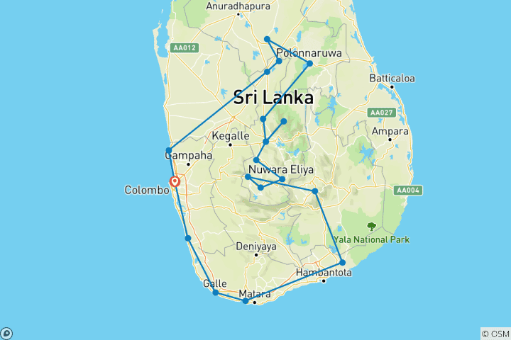 Karte von Sri Lanka Abenteuer