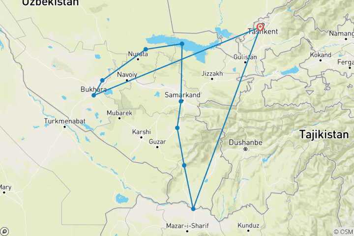 Karte von Usbekistan - Orientalisches Märchen an der Seidenstraße (13 Tage)