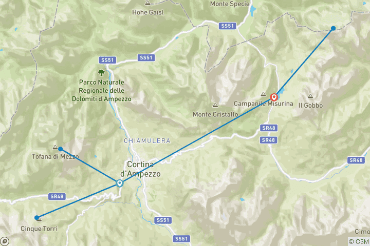 Map of Dolomites of Cortina Explorer - Self-Guided Hike