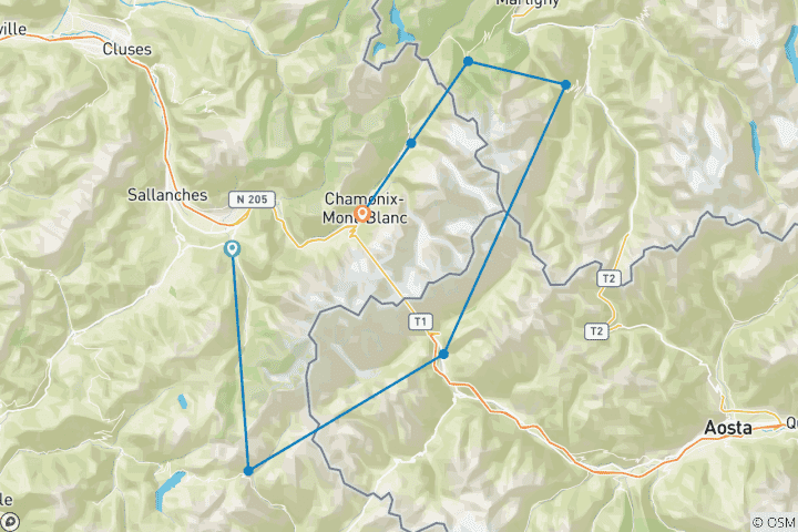 Map of Tour du Mont Blanc 8 Days Self-Guided