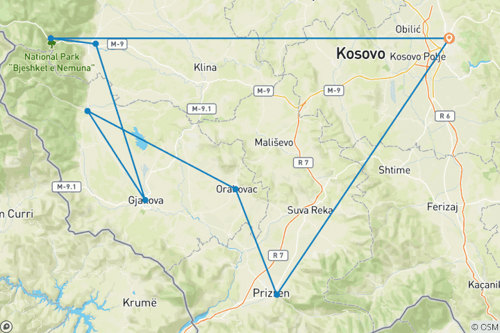 Map of Prime Kosovo 7 days