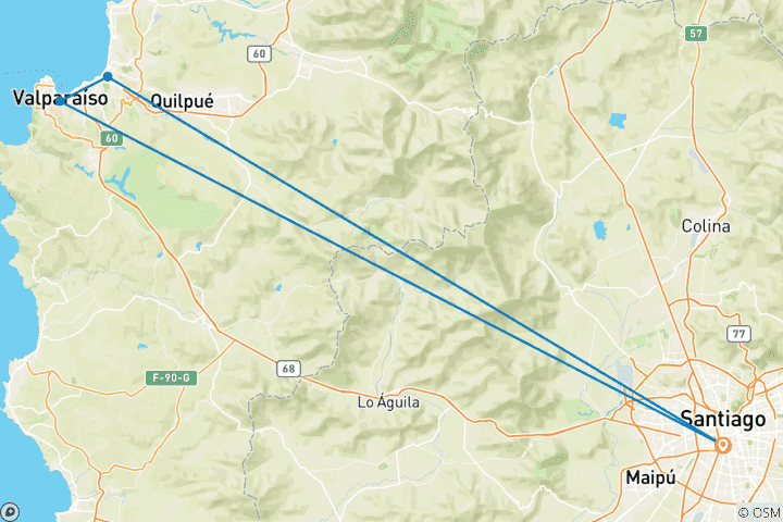 Map of Santiago & Surroundings 6 Days