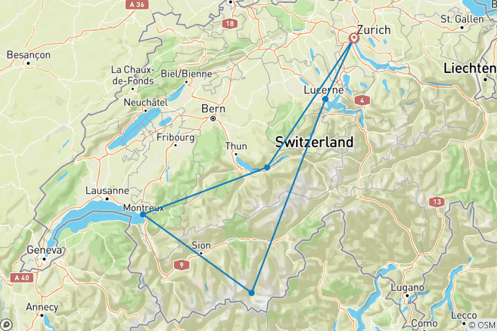 Mapa de El Exprés Suizo