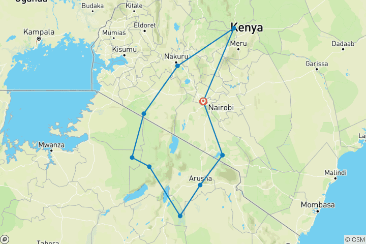 Carte du circuit Faites- moi visiter l'Afrique de l'Est