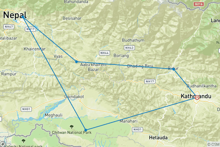 Kaart van Wonderen van Nepal