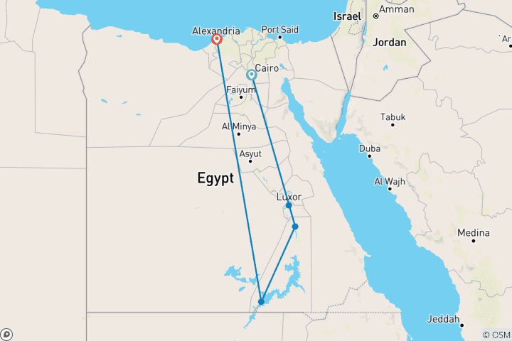 Mapa de Egipto: Tour Privado de 5 Días, Crucero por el Nilo, Vuelos y Globo