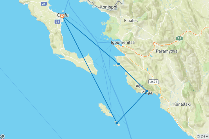 Carte du circuit Naviguer dans les îles Ioniennes