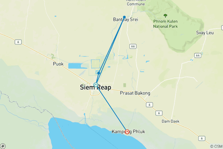 Mapa de Camboya al descubierto - circuito privado de 6 días