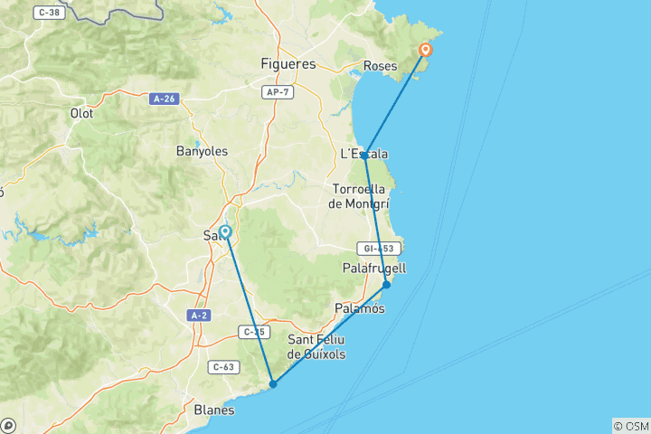 Carte du circuit Tour de la Costa Brava