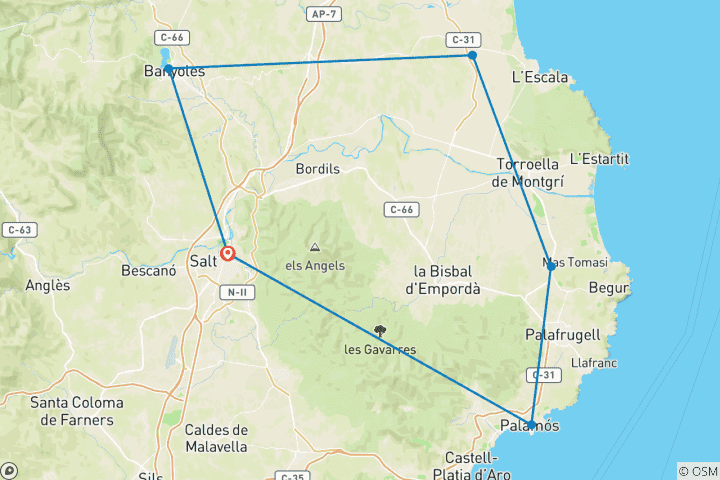 Map of Girona & Emporda Leisure Tour Self-Guided