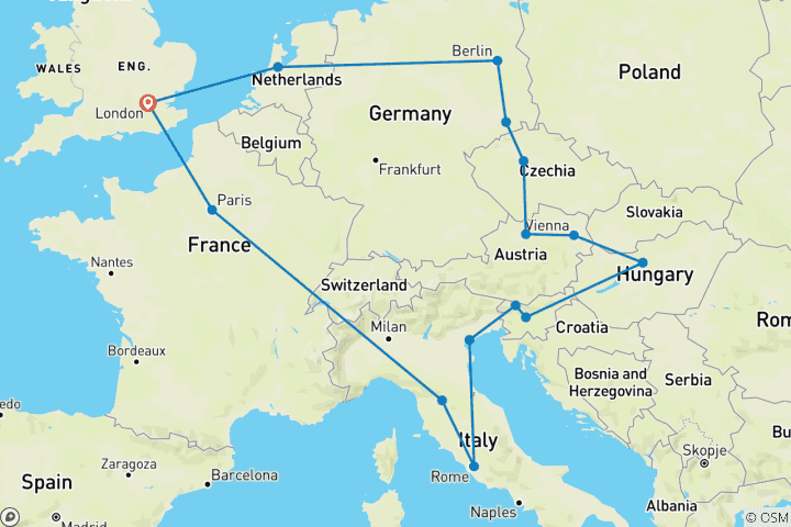 Carte du circuit Play et; Pause : Europe centrale et orientale - hiver