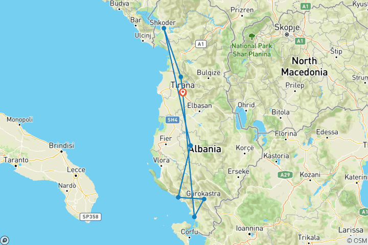 Carte du circuit Visite de l'Albanie du nord au sud - 4 jours