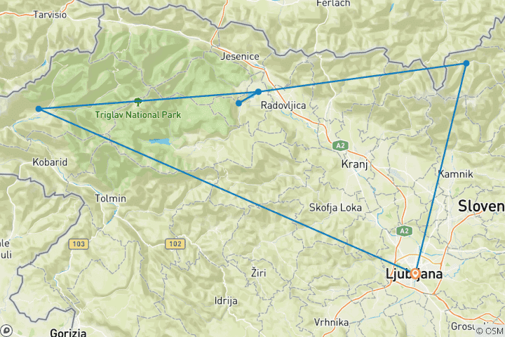 Map of Tour of Slovenia (7 destinations)