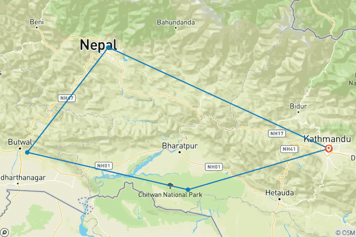 Kaart van Majestueus Nepal