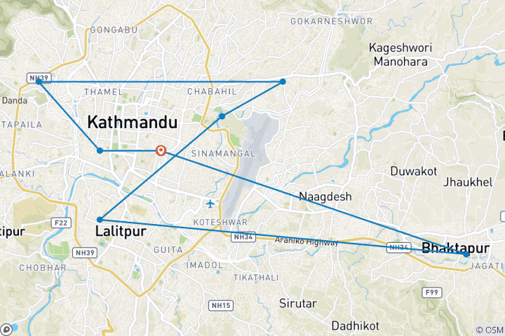 Carte du circuit Circuit à Katmandou - 2 jours