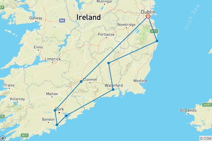 Carte du circuit Château de Blarney, whisky et montagnes - 3 jours